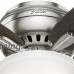 Hunter Fan 52" Hugger Ceiling Fan in Brushed Nickel with a Cased White Glass Light Kit  5 Blade (Certified Refurbished) - B06XGMWRSV
